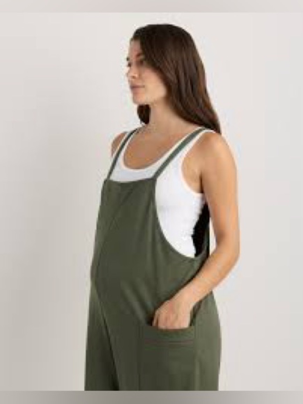 Quince Olive Green Maternity Overalls Jumpsuit - NWT